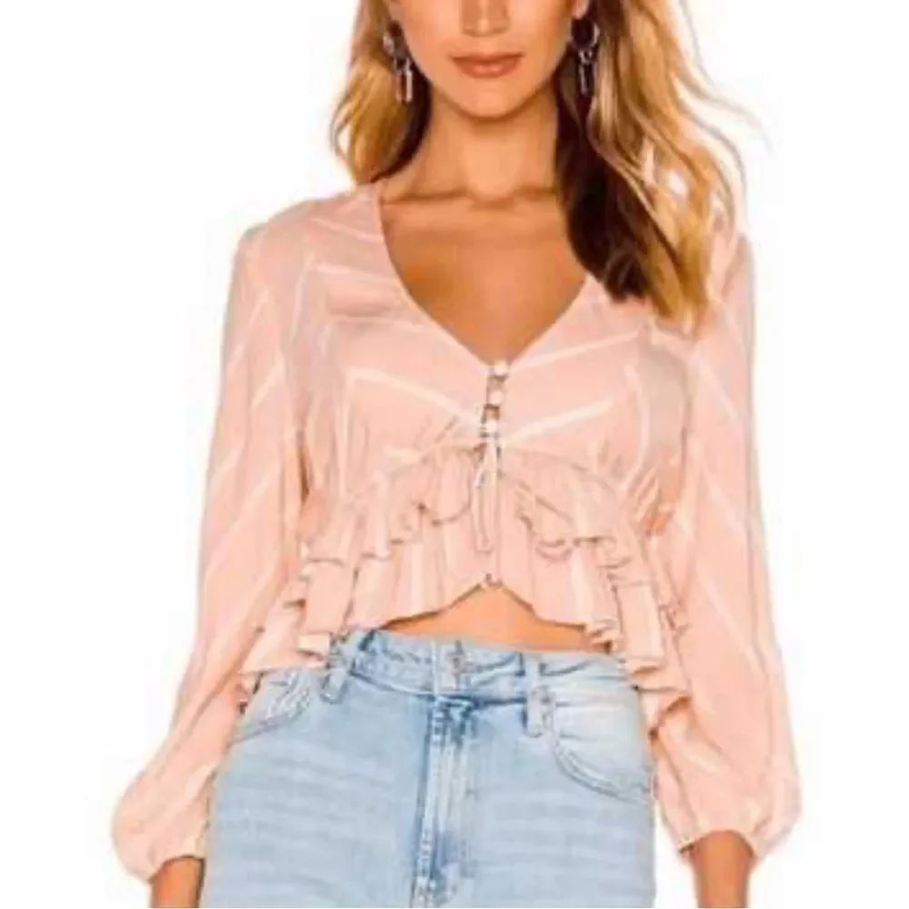 Free People Samifran Ruffled Long Sleeve Blouse Size Large